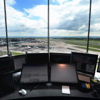 Inside Manchester air traffic control tower, glass by Tex ATC